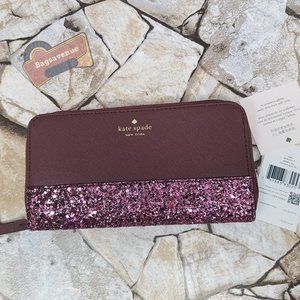 #bagsavenue neda wallet saffiano pvc Greta Court Cherrywood Burgundy Kate Spade